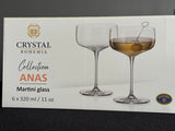 Set 6 Copas Martini Coupe Cristal Bohemia Anas 320ml 11oz